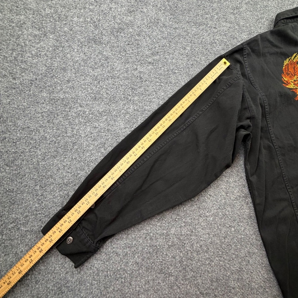 Vintage Harley Davidson Heavy Button‎ Down Shirt Size 2XL Eagle Shirt Black - Picture 7 of 16